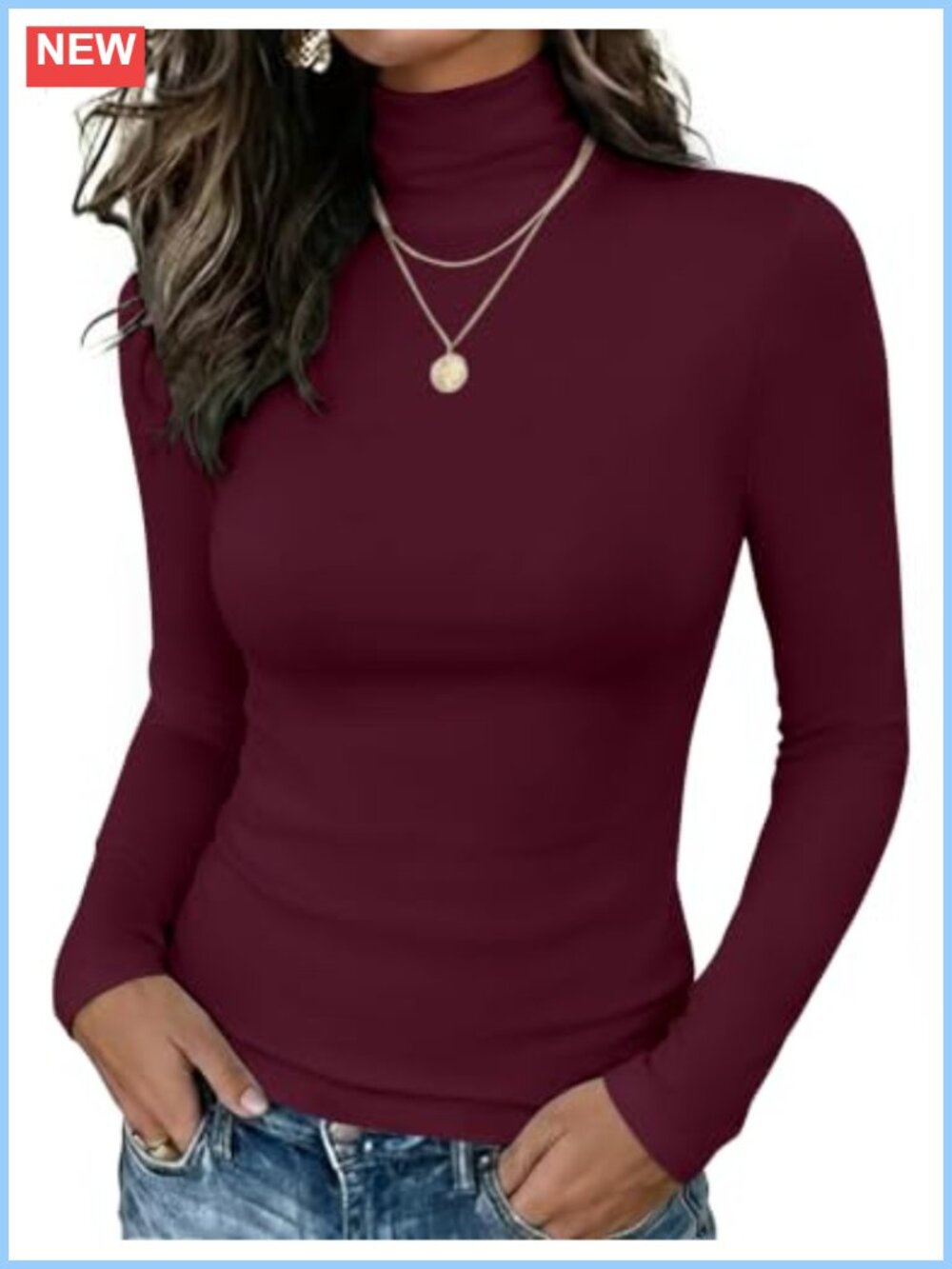 Long Sleeve Mock Neck Thermal Top Slim Fit Fleece Lined